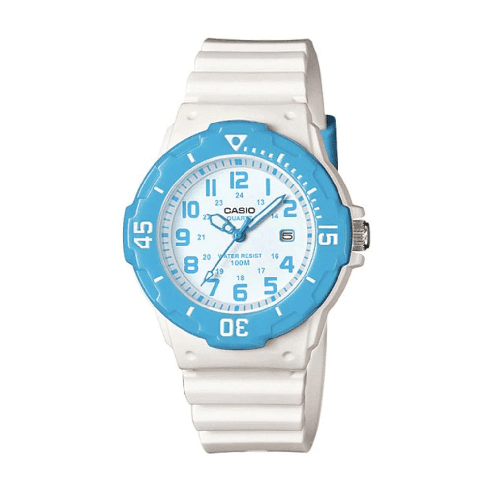 Casio Vintage Analogue White and Blue Watch LRW200H-2B Watches Bevilles 