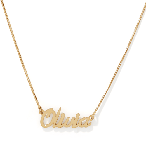 50cm Personalised "Script" Necklace in Gold Plated Sterling Silver Pendants Bevilles 