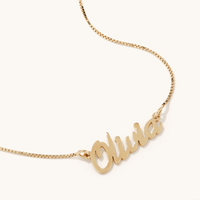 50cm Personalised Script Necklace in Gold Plated Sterling Silver Pendants Bevilles 