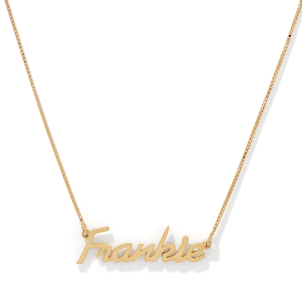 50cm Personalised "Script" Necklace in Gold Plated Sterling Silver Pendants Bevilles 
