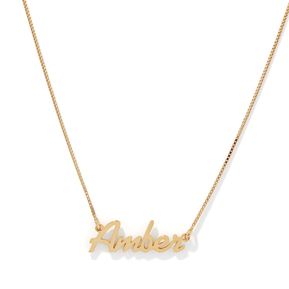 50cm Personalised "Script" Necklace in Gold Plated Sterling Silver Pendants Bevilles 