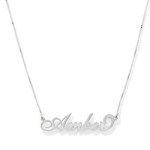 50cm Personalised "Script" Necklace in Sterling Silver Pendants Bevilles 