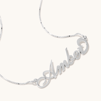 50cm Personalised "Script" Necklace in Sterling Silver Pendants Bevilles 