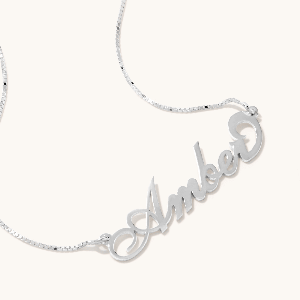 50cm Personalised "Script" Necklace in Sterling Silver Pendants Bevilles 