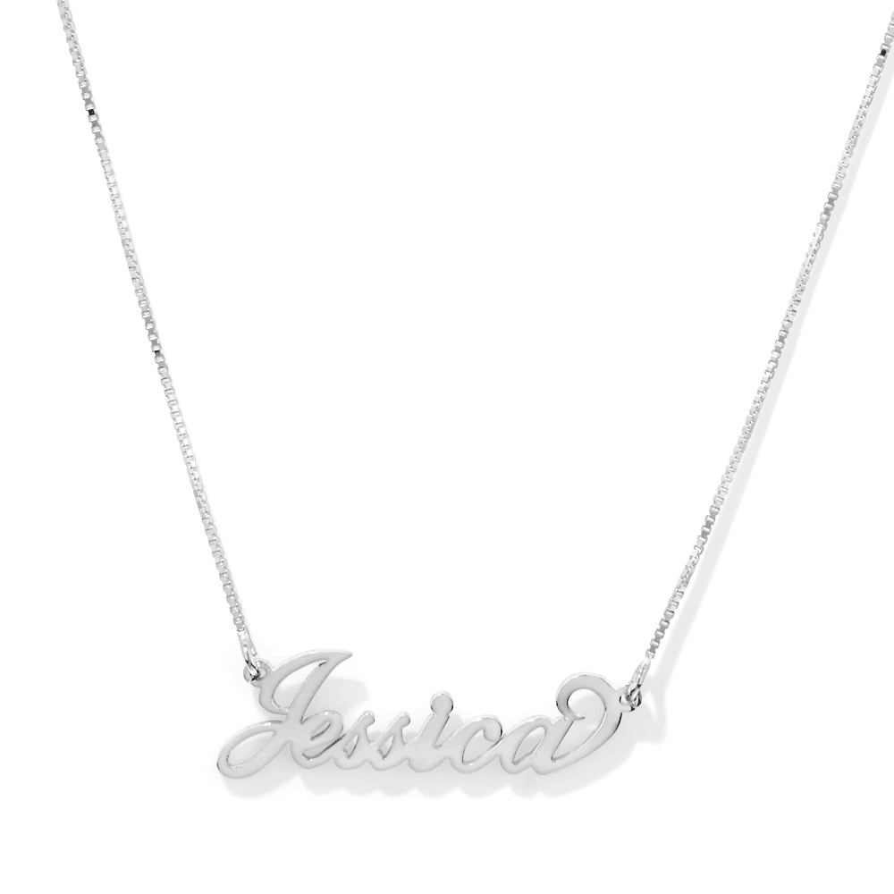 50cm Personalised "Script" Necklace in Sterling Silver Pendants Bevilles 