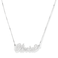50cm Personalised "Script" Necklace in Sterling Silver Pendants Bevilles 