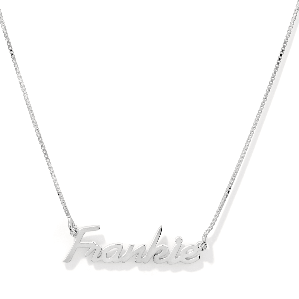 50cm Personalised Script Necklace in Sterling Silver Pendants Bevilles 