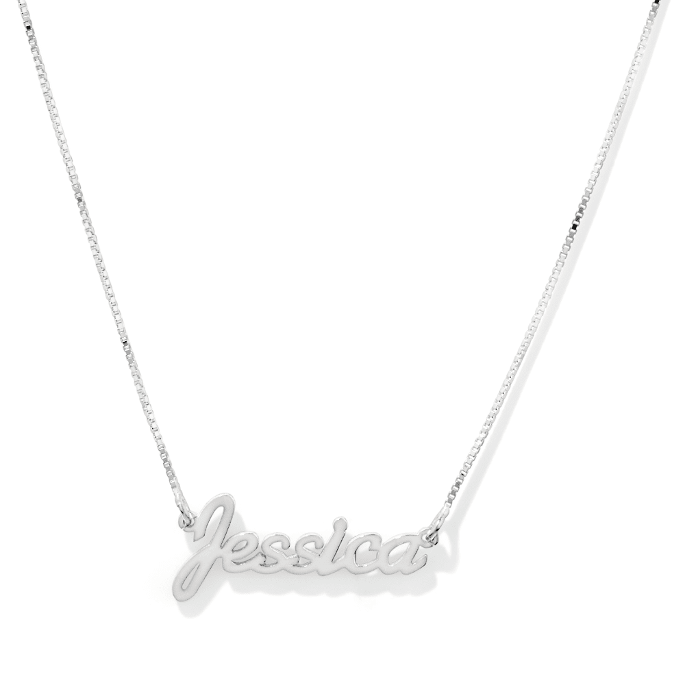 50cm Personalised Script Necklace in Sterling Silver Pendants Bevilles 