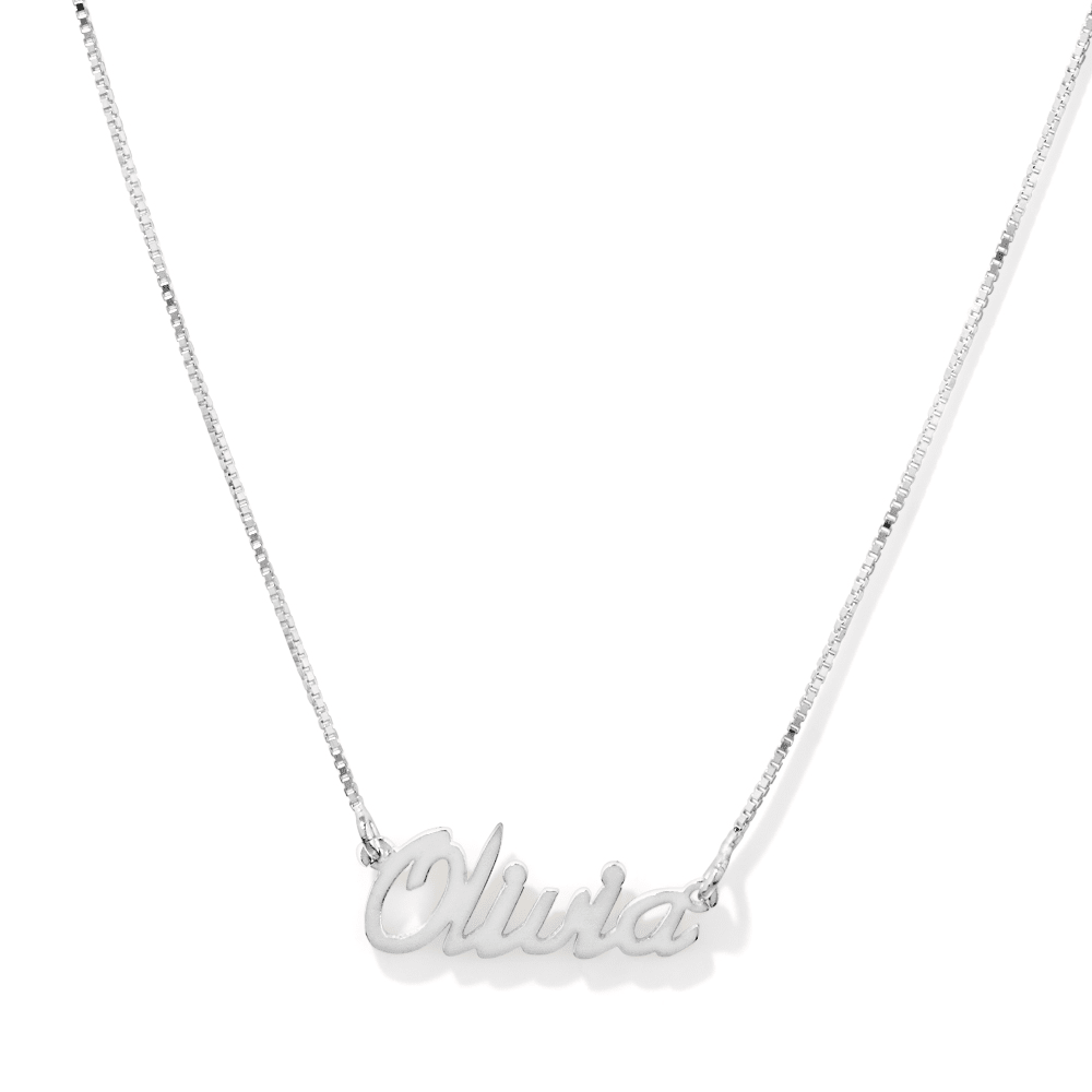 50cm Personalised Script Necklace in Sterling Silver Pendants Bevilles 