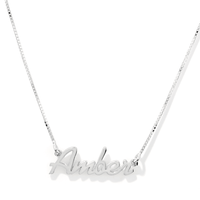 50cm Personalised Script Necklace in Sterling Silver Pendants Bevilles 