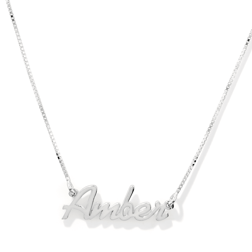 50cm Personalised Script Necklace in Sterling Silver Pendants Bevilles 