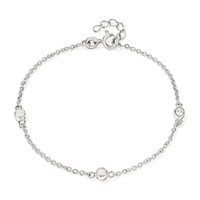 19cm Cubic Zirconia Bezel Station Bracelet in Sterling Silver Bracelets Bevilles 