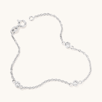 19cm Cubic Zirconia Bezel Station Bracelet in Sterling Silver Bracelets Bevilles 
