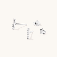 Cubic Zirconia Bar Stud Earrings in Sterling Silver Earrings Bevilles 
