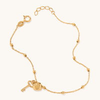 18cm Heart and Key Bracelet in 9kt Yellow Gold Bracelets Bevilles 