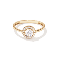 Cubic Zirconia Round Halo Ring in 9kt Yellow Gold Rings Bevilles 