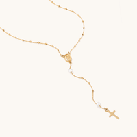 51cm Rosary with Pearls in 9kt Yellow Gold Pendants Bevilles 