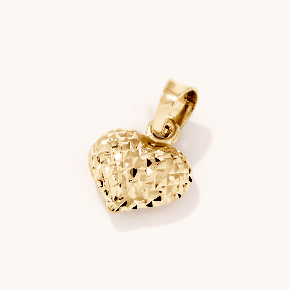Diamond Cut Puff Heart Pendant in 9kt Yellow Gold Pendants Bevilles 