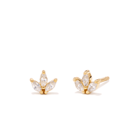 Cubic Zirconia Butterfly Studs in 18kt Fine Gold Plated Sterling Silver Earrings Bevilles 