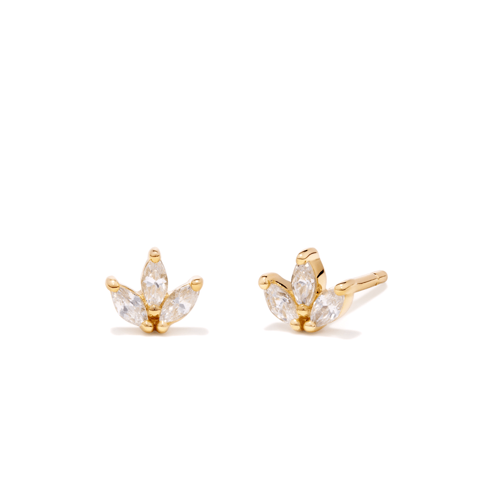 Cubic Zirconia Butterfly Studs in 18kt Fine Gold Plated Sterling Silver Earrings Bevilles 
