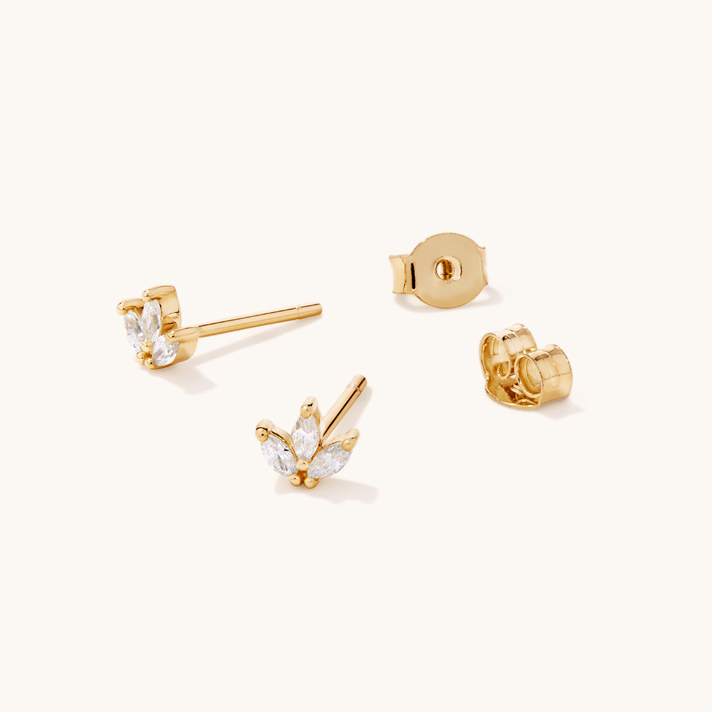 Cubic Zirconia Butterfly Studs in 18kt Fine Gold Plated Sterling Silver Earrings Bevilles 