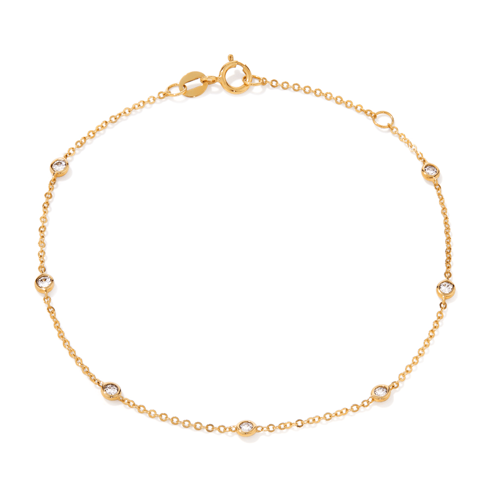 19cm Cubix Zirconia Bezel Station Bracelet in 9kt Yellow Gold Bracelets Bevilles 