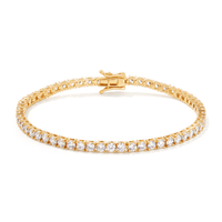 19cm Cubic Zirconia 3mm Tennis Bracelet in 18kt Fine Gold Plated Sterling Silver Bracelets Bevilles 