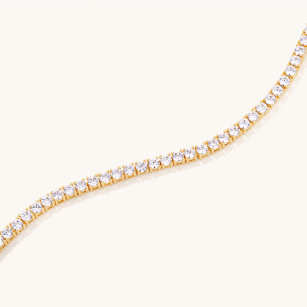 19cm Cubic Zirconia 3mm Tennis Bracelet in 18kt Fine Gold Plated Sterling Silver Bracelets Bevilles 