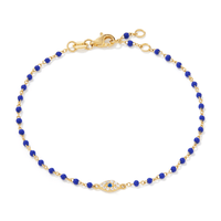 19cm Cubic Zirconia and Enamel Evil Eye Bracelet in 18kt Fine Gold Plated Sterling Silver Bracelets Bevilles 