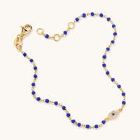 19cm Cubic Zirconia and Enamel Evil Eye Bracelet in 18kt Fine Gold Plated Sterling Silver Bracelets Bevilles 
