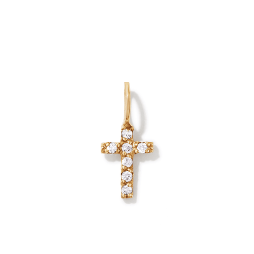 11mm Cubic Zirconia Cross Pendant in 9kt Yellow Gold Pendants Bevilles 