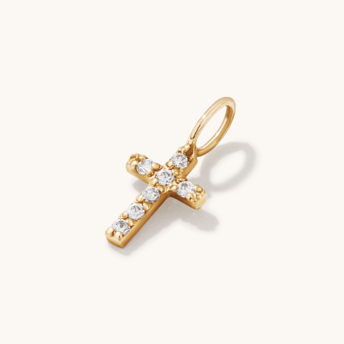 11mm Cubic Zirconia Cross Pendant in 9kt Yellow Gold Pendants Bevilles 