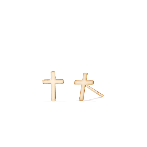 Cross Studs in 9kt Yellow Gold Earrings Bevilles 