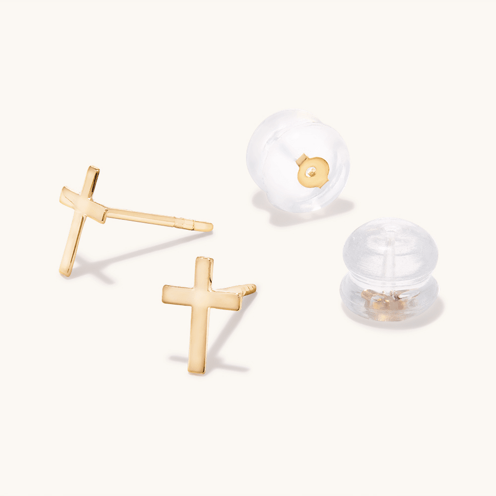 Cross Studs in 9kt Yellow Gold Earrings Bevilles 