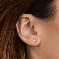 Cross Studs in 9kt Yellow Gold Earrings Bevilles 
