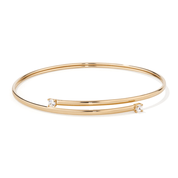 60mm Cubic Zirconia Crossover Bangle in 9kt Bonded Gold Bangles Bevilles 