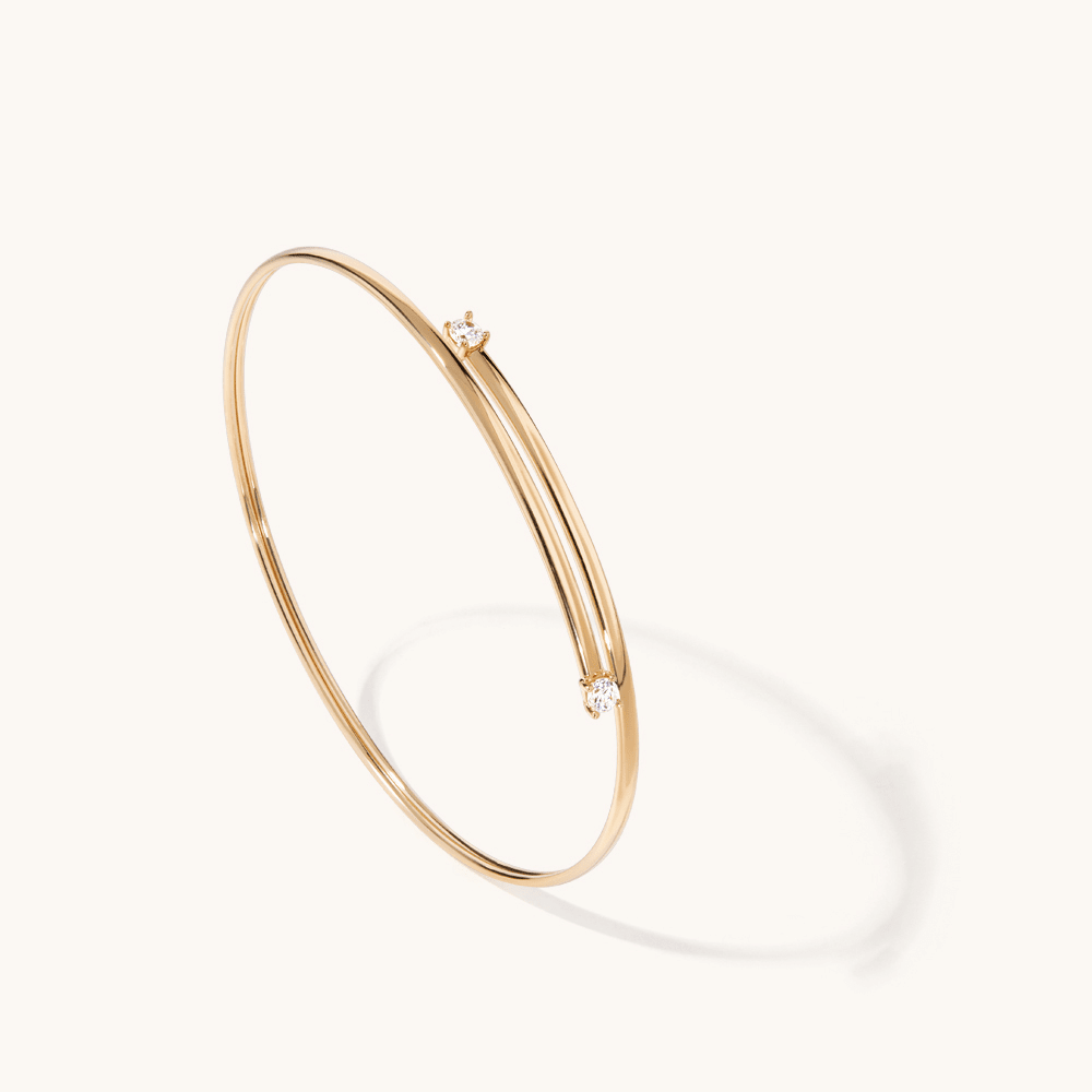 60mm Cubic Zirconia Crossover Bangle in 9kt Bonded Gold Bangles Bevilles 