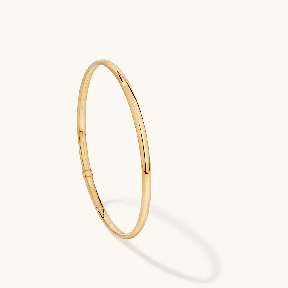 66mm Half Round 3.5mm Bangle in 9kt Bonded Gold Silver Filled Bangles Bevilles 