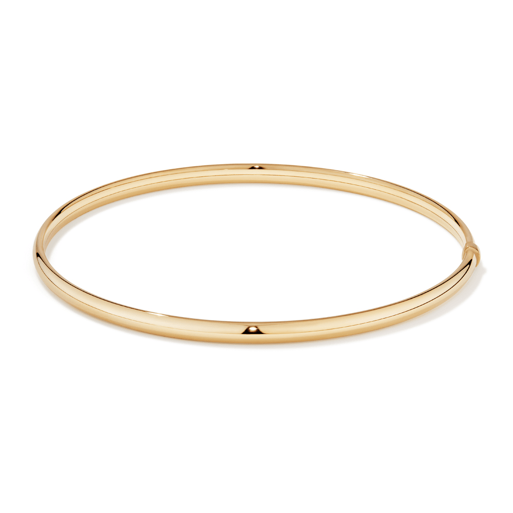 69mm Half Round 3.5mm Bangle in 9kt Bonded Gold Silver Filled Bangles Bevilles 