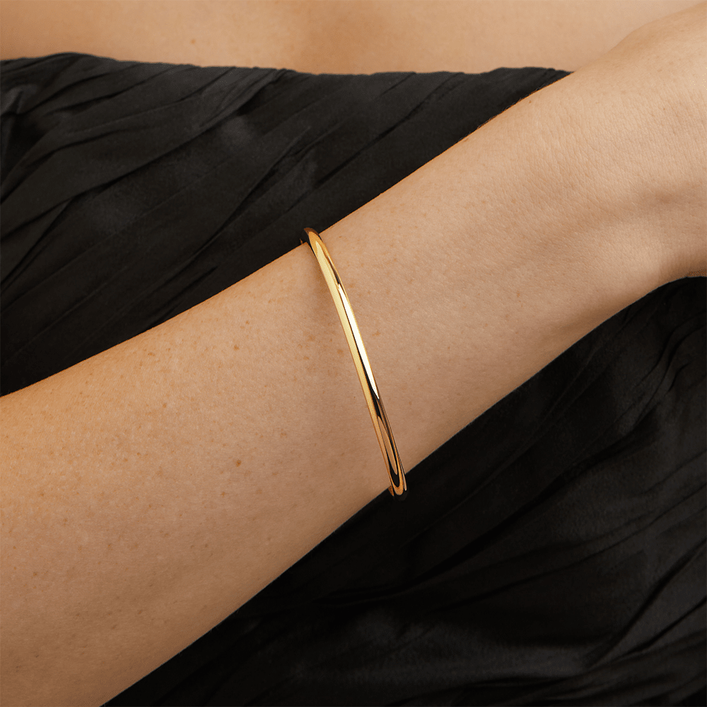 63mm Half Round 3.5mm Bangle in 9kt Bonded Gold Silver Filled Bangles Bevilles 