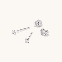 Miracle Solitaire Laboratory-Grown Diamond Set Stud Earrings in Rhodium Plated Sterling Silver Earrings Bevilles 