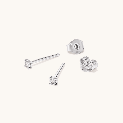 Miracle Solitaire Laboratory-Grown Diamond Set Stud Earrings in Rhodium Plated Sterling Silver Earrings Bevilles 