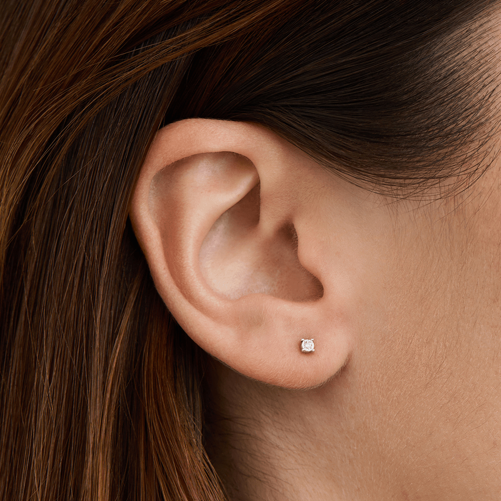 Miracle Solitaire Laboratory-Grown Diamond Set Stud Earrings in Rhodium Plated Sterling Silver Earrings Bevilles 