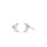 Star Moon Laboratory-Grown Diamond Set Stud Earrings in Rhodium Plated Sterling Silver Earrings Bevilles 