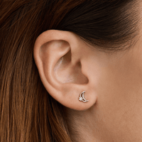 Star Moon Laboratory-Grown Diamond Set Stud Earrings in Rhodium Plated Sterling Silver Earrings Bevilles 