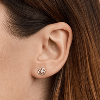 Four-Leaf Clover Laboratory-Grown Diamond Set Stud Earrings in Rhodium Plated Sterling Silver Earrings Bevilles 