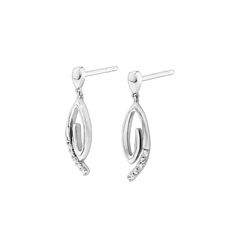Fancy Drop Laboratory-Grown Diamond Set Stud Earrings in Rhodium Plated Sterling Silver Earrings Bevilles 