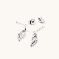 Fancy Drop Laboratory-Grown Diamond Set Stud Earrings in Rhodium Plated Sterling Silver Earrings Bevilles 