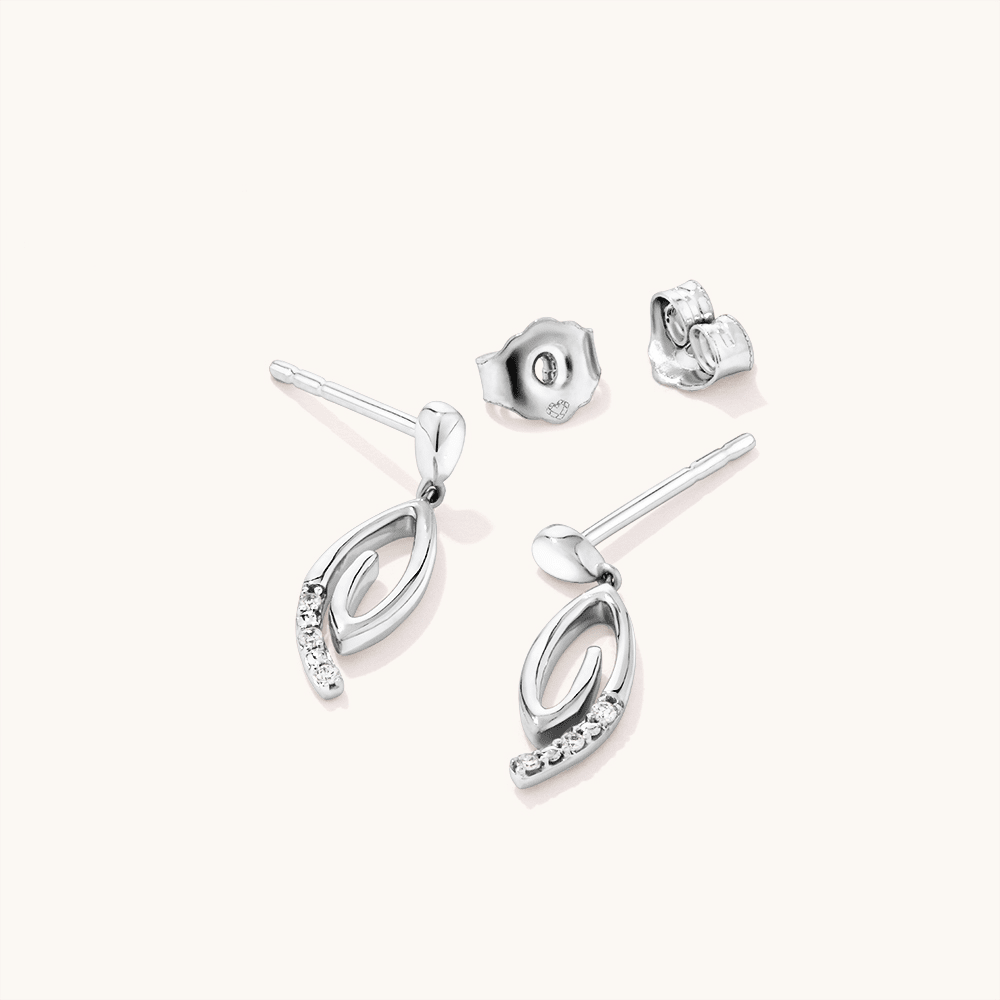 Fancy Drop Laboratory-Grown Diamond Set Stud Earrings in Rhodium Plated Sterling Silver Earrings Bevilles 