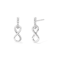 Infinity Drop Laboratory-Grown Diamond Set Stud Earrings in Rhodium Plated Sterling Silver Earrings Bevilles 